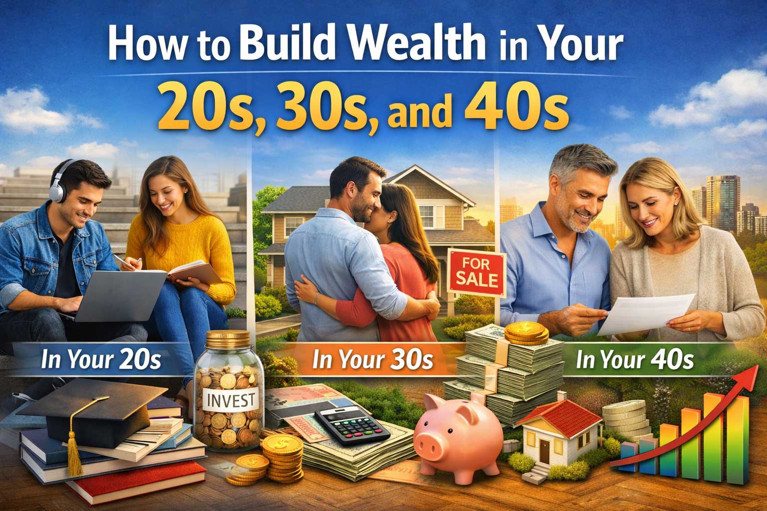 How to Build Wealth in Your 20s, 30s, and 40s: A Practical Decade-by-Decade Guide